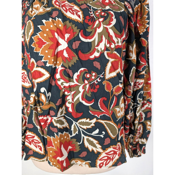 NWT Avara Fulton Floral Top Blouse Multi Color Sz XS Boho Peasant Mixed Print - Picture 6 of 13